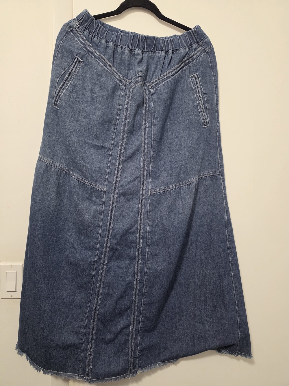 Women's Denim A-Line Maxi Skirt - Blue